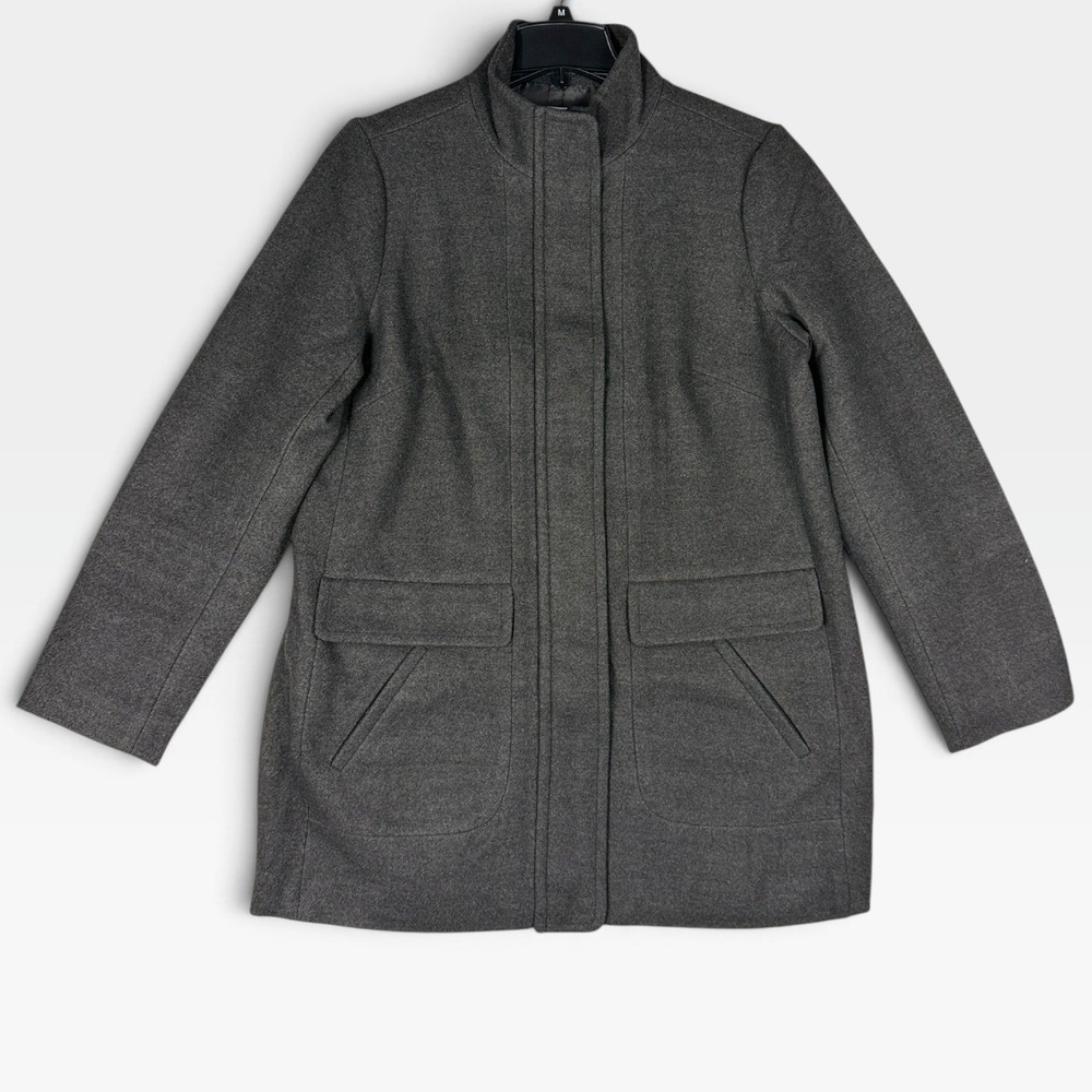 J. Jill Funnel Neck Wool Blend Coat Womens Medium Dark Charcoal Gray NWT